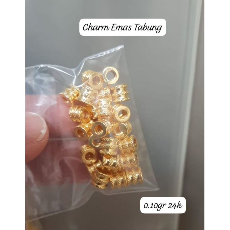 Charm Emas Asli Tabung 24K Hongkong 999%
