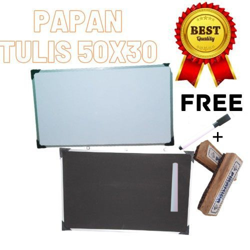 

Papan Tulis Bolak Balik Spidol + Kapur Tulis 30X50cm Free Spidol, Penghapus + Kapur