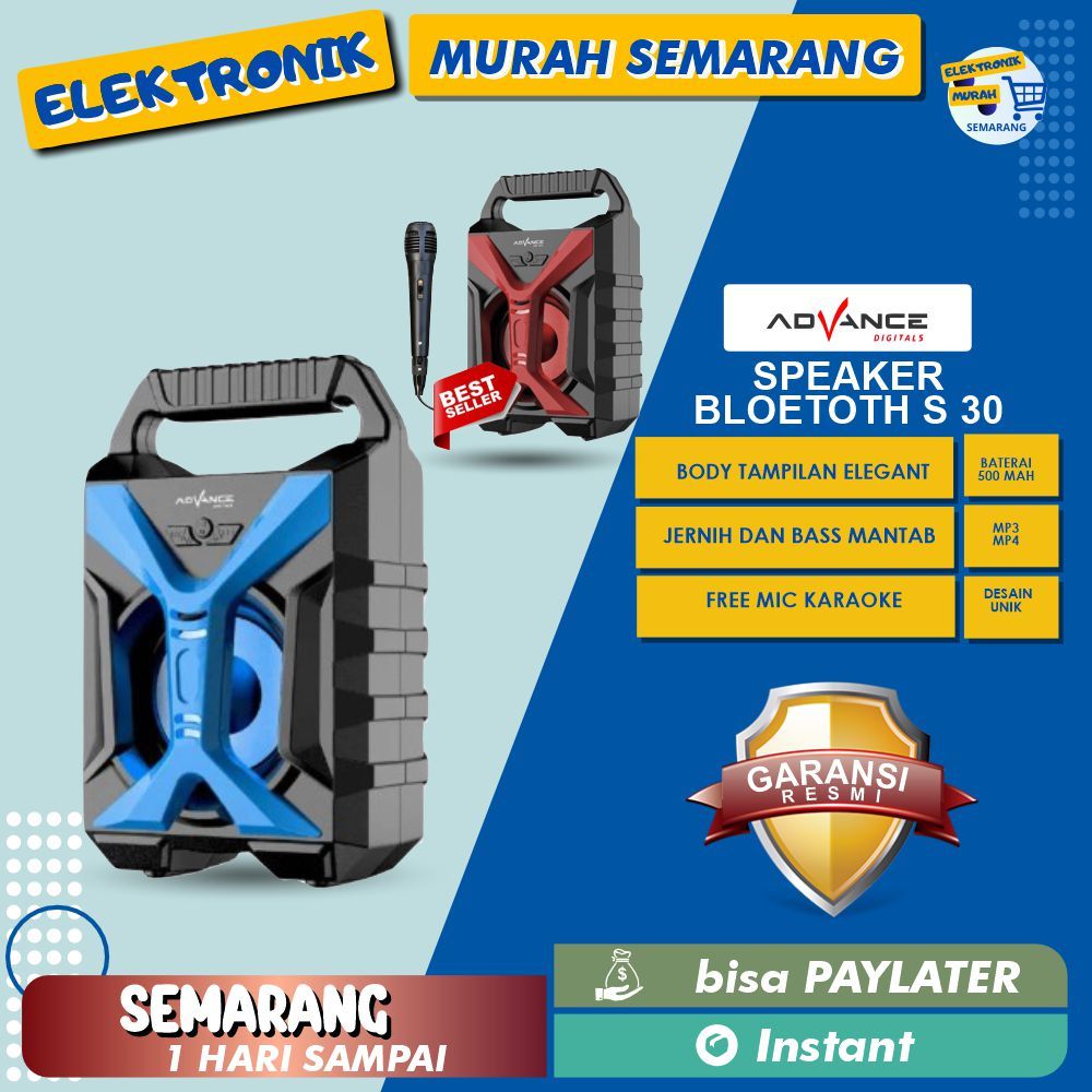 ADVANCE SPEAKER BLUETOOTH  S30 FREE MIC KARAOKE/ Speaker WIRELESS /SALON AKTIF PORTABLE SPEAKER