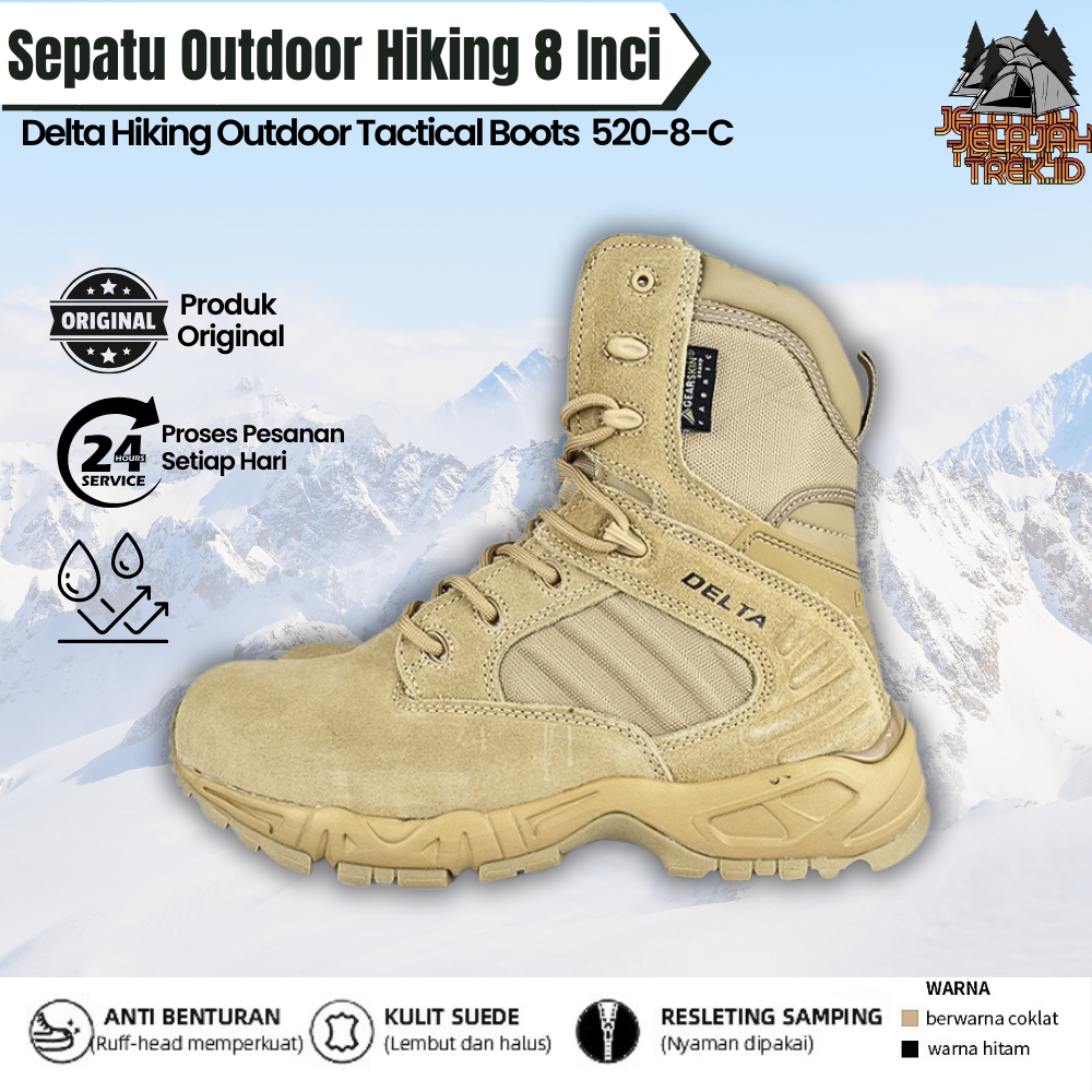 Delta Waterprof 520 Sepatu Boots Tactical Pria Tinggi 8 Inci Tahan Air untuk Outdoor Sepatu Boots Ta