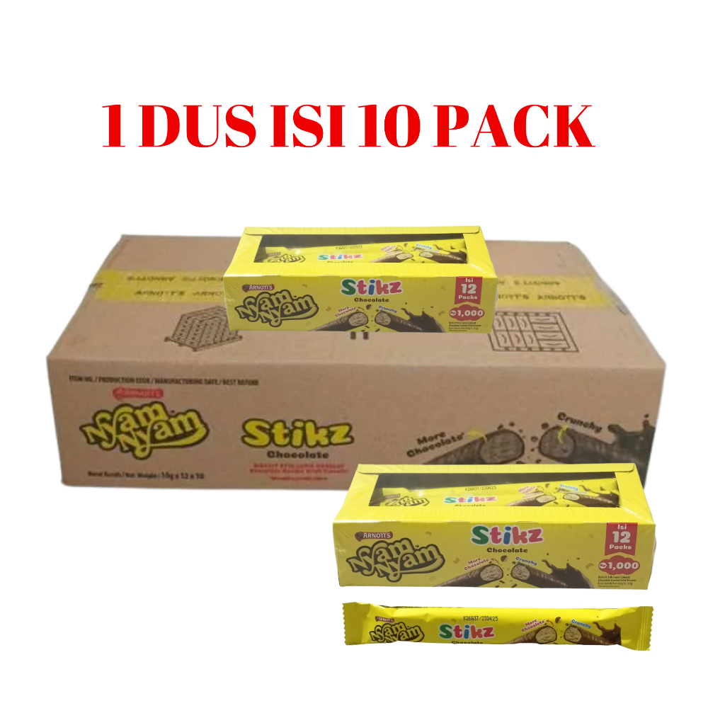 

1 DUS Nyam Nyam Stikz (10gr x 10pack) Biskuit Salut Coklat NyamNyam Stick Chocolate