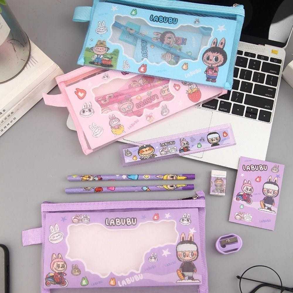 

GROSIR Stationery Set Alat Tulis 6 in 1 Karakter Labubu Lucu Pouch Paket Study Hadiah Anak