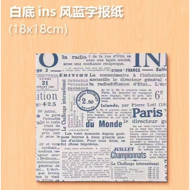 50lembar (18cm x 18 cm )wax paper baking paper motif kertas roti motif kertas kue (newspaper koran )