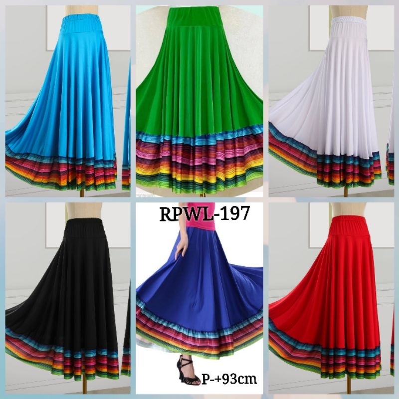 Rok Line Dance  Rok Payung Pelangi Panjang Rok Line Dance Belly Dance Salsa Latin Kostum  Import  Te