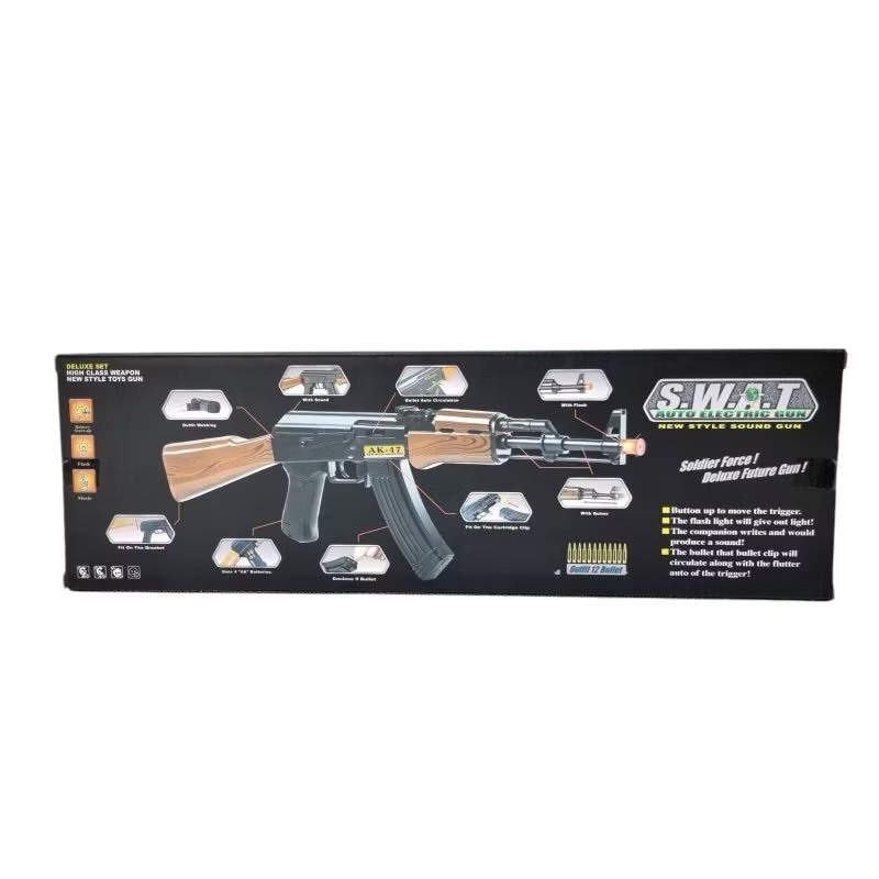 Mainan Senapan Ak-47  12pcs Peluru Selongsong 833-10 Ada Suara Tembakan Bergetar Lampu Warna Toy