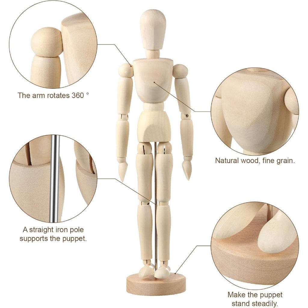 14/20cm Manekin Kayu Full Body Adjustable Manekin Kayu Mini Kayu Manekin Dekorasi Rumah Estetik Mini