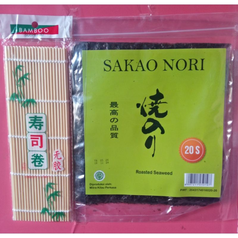 

Paket Sushi nori 20 Lembar + bambu halal murah dry seaweed