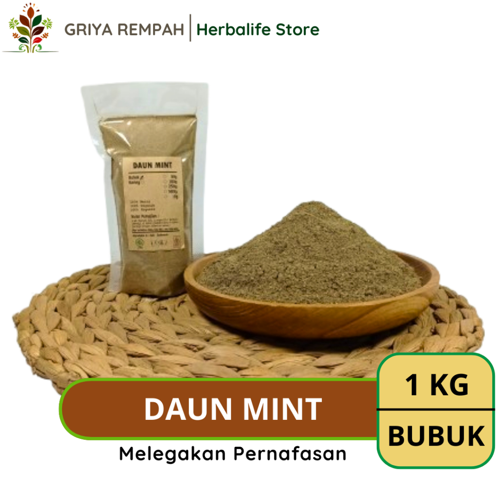 

DAUN MINT BUBUK 1 KG Menthol Ramuan Rempah Herbal Kering Alami untuk Minuman dan Masakan Sehat Jamu Tradisional Simplisia Mentha