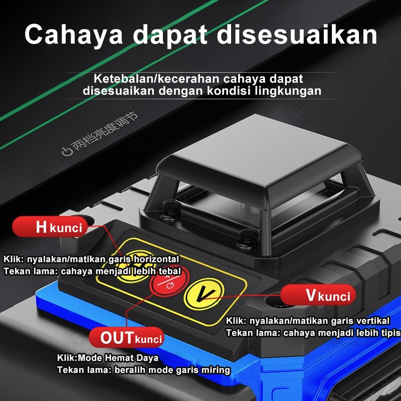 Ay00 Convenyy Laser Level Bangunan Waterpass Laser Multifungsi Meteran Laser Level 4D 8 Line