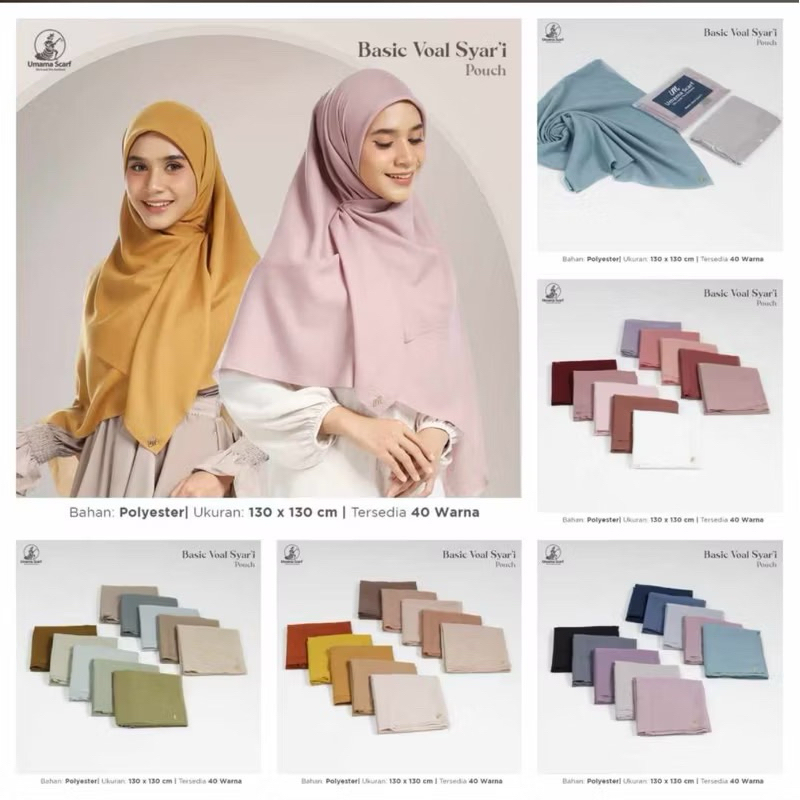 JILBAB BASIC VOAL SYAR’I UMAMA UKURAN 130 X 130 CM | HIJAB JUMBO UMAMA FREE POUCH