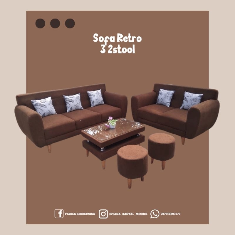SOFA RETRO MODEL 3 2 STOOL | PRE ORDER | PENGIRIMAN KHUSUS YOGYAKARTA