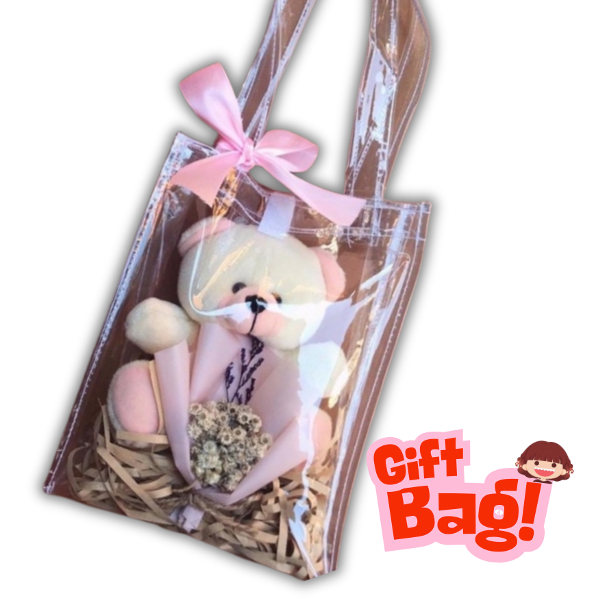 GIFT BAG / BAG TRANSPARAN / GIFT BAG TRANSPARAN / GIFT BUNGA DAN BONEKA / HAMPERS ULANG TAHUN