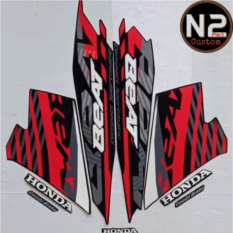 STRIPING STICKER STANDAR HONDA BEAT NEW 2021 HITAM PUTIH BIRU MERAH BERKUALITAS