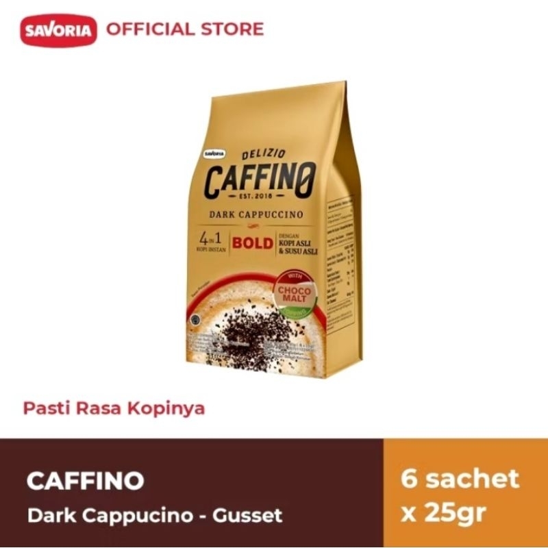 

Delizio Caffino Dark Cappuccino - Gusset - Bubuk Kopi Instan 6 Sachets x 25gr