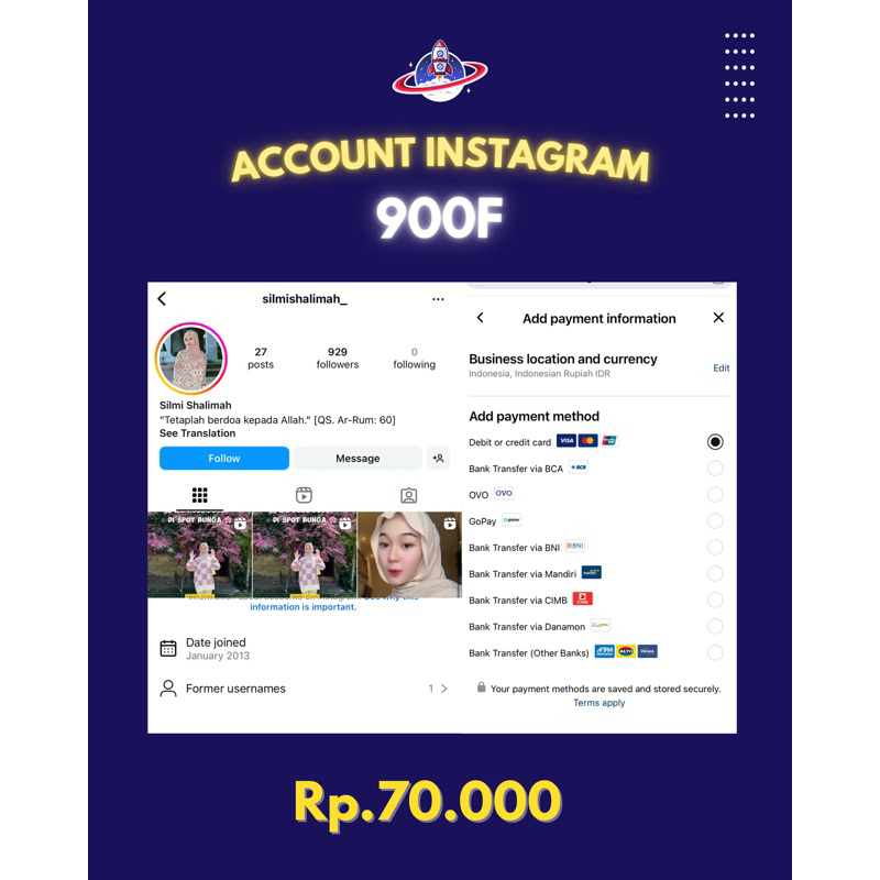 AKUN INSTAGRAM FOLLOWERS INDO TUA LAWAS + EMAIL UTAMA 2