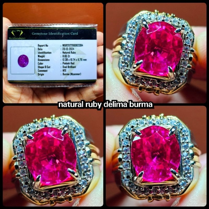 natural permata ruby burma delima HQ KRISTAL + MEMO LAB