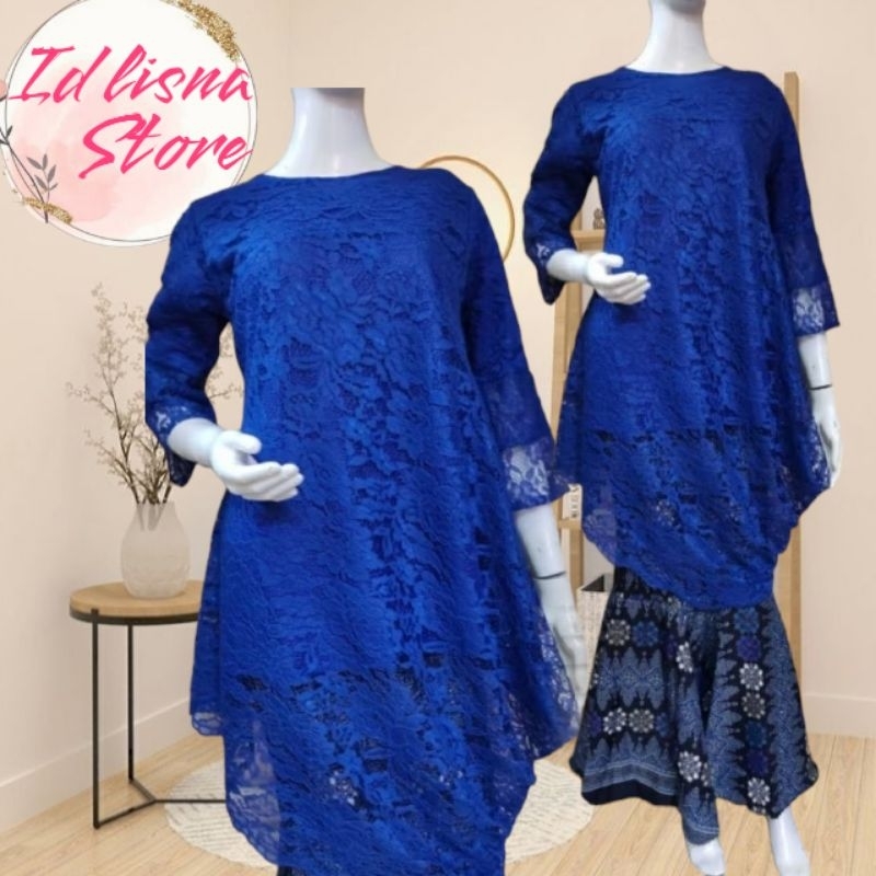 Set Kebaya Brokat Model  Menceng Kebaya Wisuda Kebaya Brokat Bawahan Rok Plisket