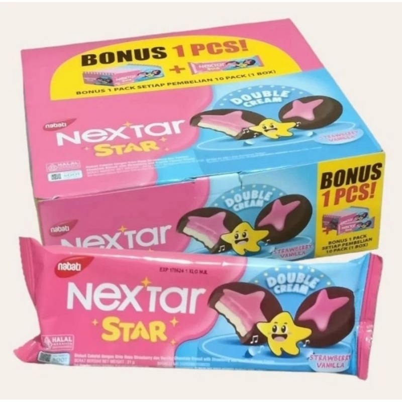 

Nabati Nextar Star Strawberry Vanilla Sekotak isi 10 Pcs