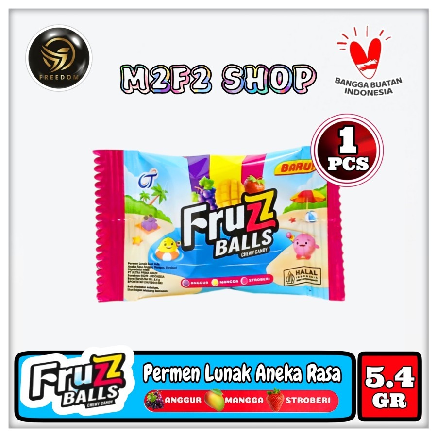 

Fruzz Balls Chewy Candy | Permen Kembang Gula Bola Aneka Rasa Buah Sachet - 5,4 gr (Kemasan Satuan)