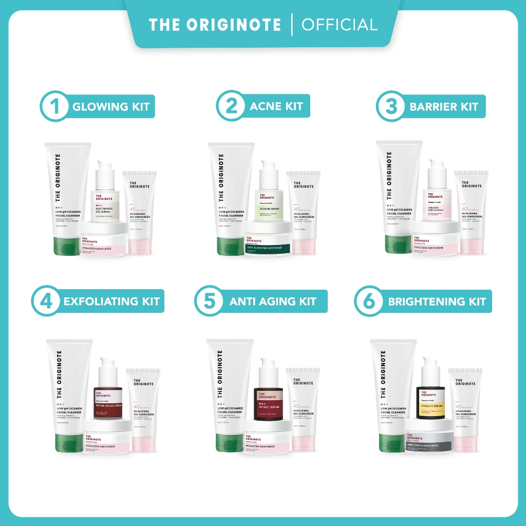 The Originote Special Bundle 4in1 - Facial Cleanser Sunscreen Gel Serum Moisturizer Paket Skincare B