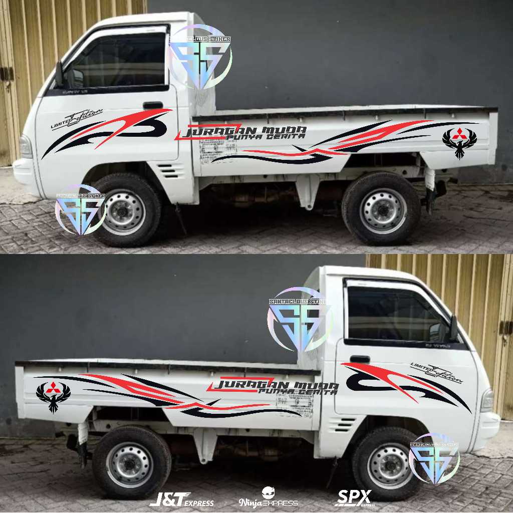 2PCS Stiker Cutting Mobil Pick up Mitsubishi COLT T120ss List Stiker Mobil Pickup Colt T120ss DLL