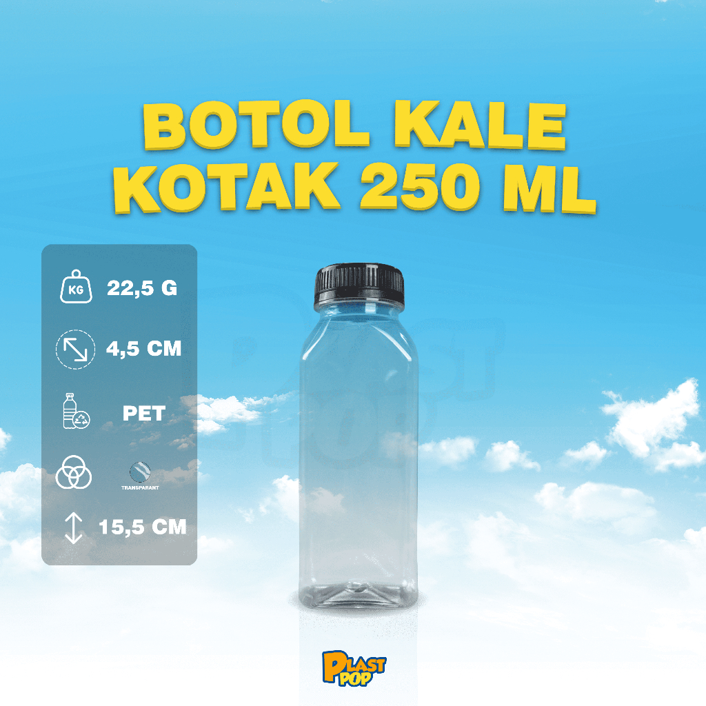 Botol Kale Kotak 250 ml / Kale Kotak 250 ml / PET 250 ml