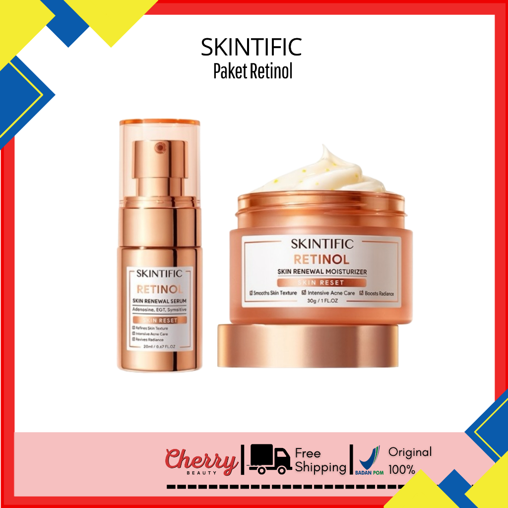 SKINTIFIC Paket 2 Pcs Anti Aging Retinol Set Gentle A Retinol Renewal Serum | Serum Retinol Skintifi