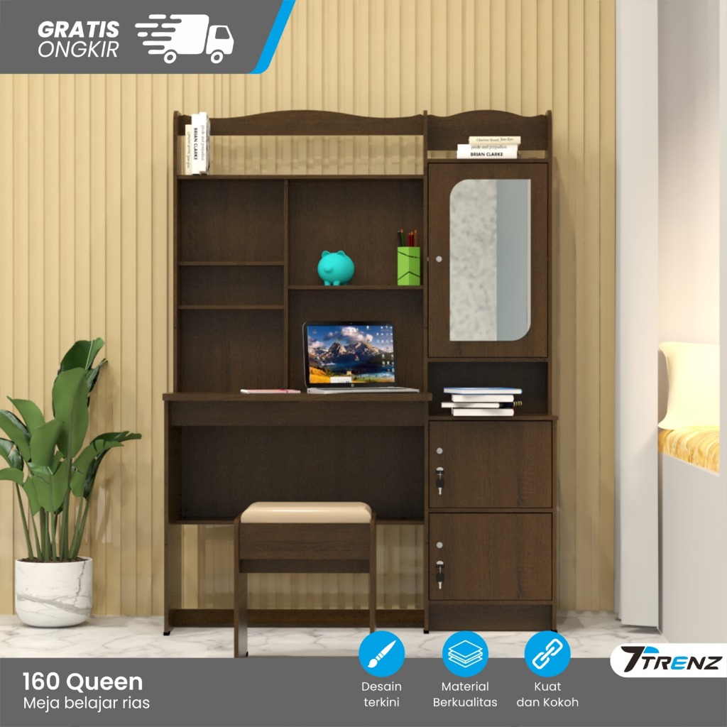 Trenz Furniture - Meja Rias Sliding Meja Skincare Kaca Geser Minimalis Matkens NIAGARA