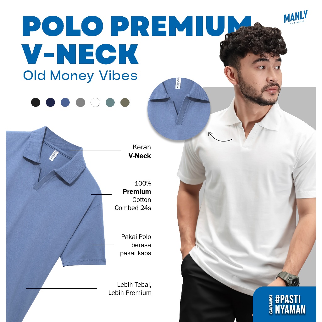 Kaos Kerah Lengan Pendek Premium Polo V-Neck Shirt Pria