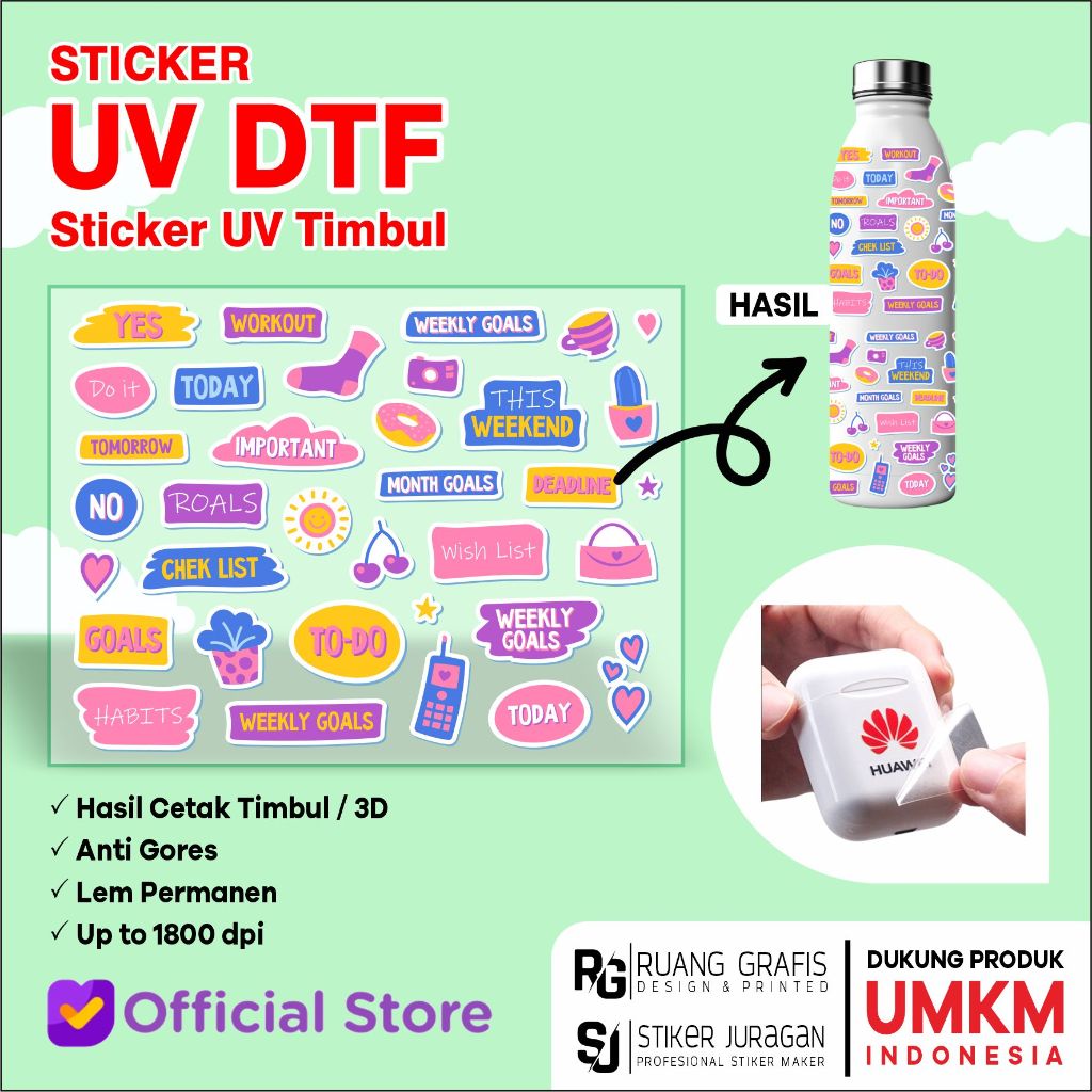 

Stiker UV DTF | Sticker UV Decal | Sticker UV Timbul