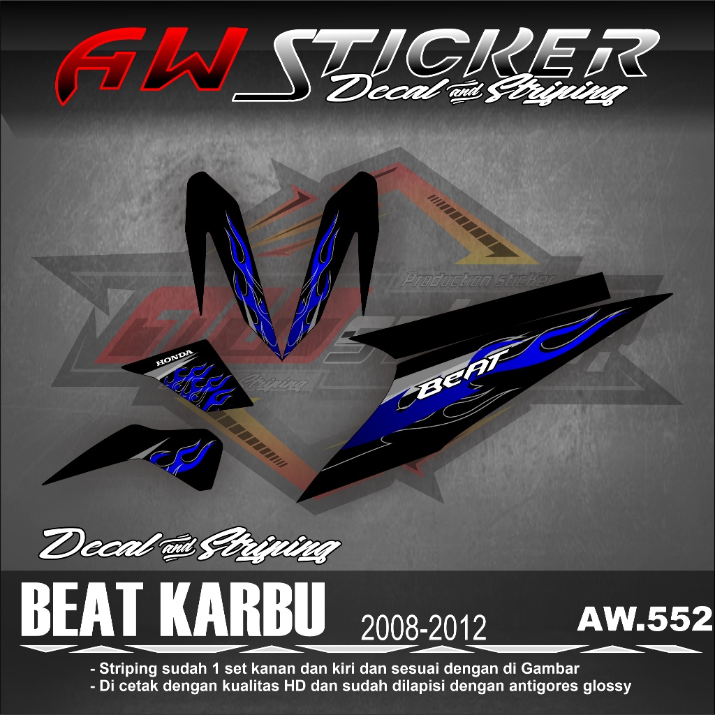 Striping Beat Karbu Motif  Style Setriping Stiker Sticker Setiker Motor Semi Full  Honda Beat Karbu 