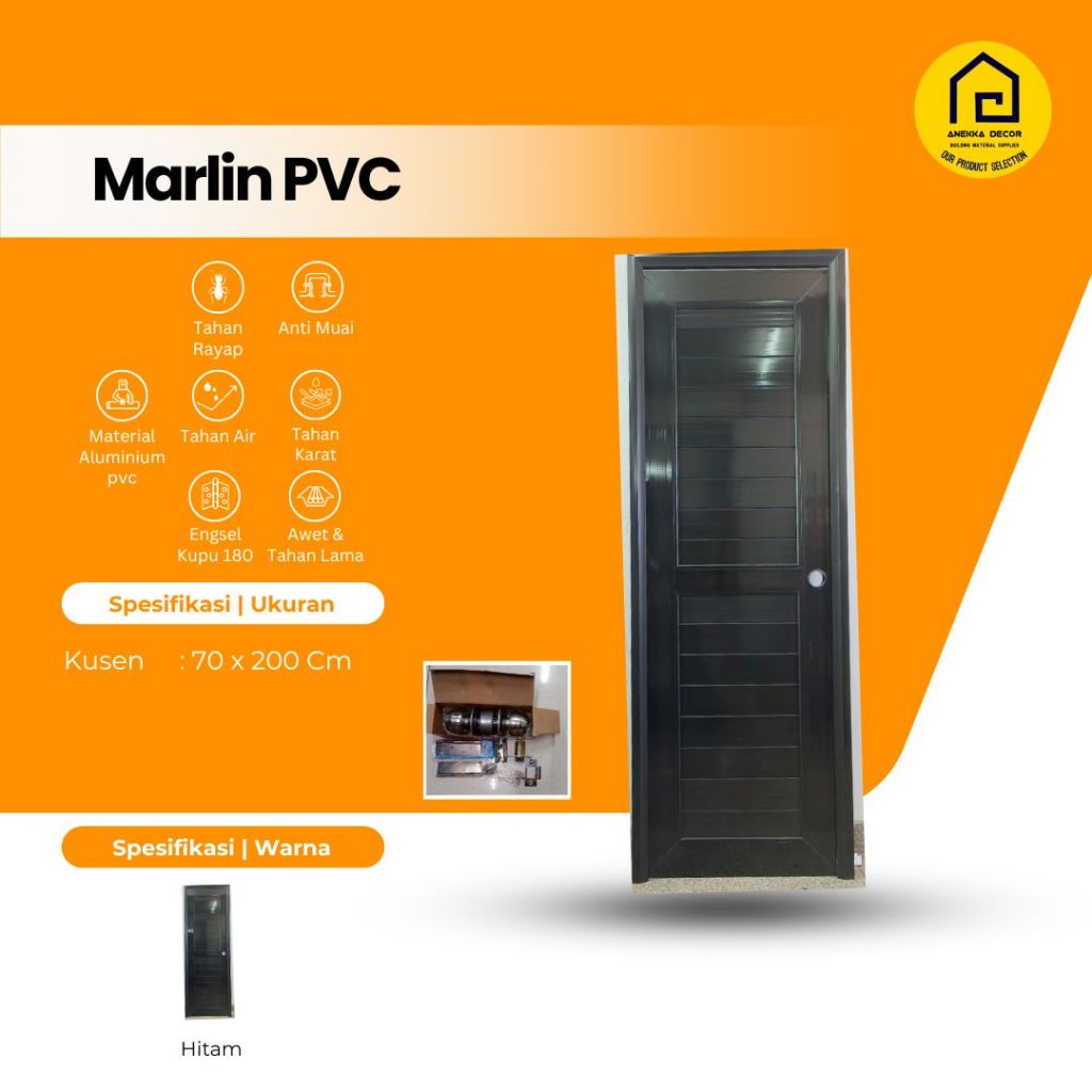 Marlin Platinum Pintu Kamar Mandi PVC | WC Minimalis Aesthetic  Full Panel Door Anti Rayap