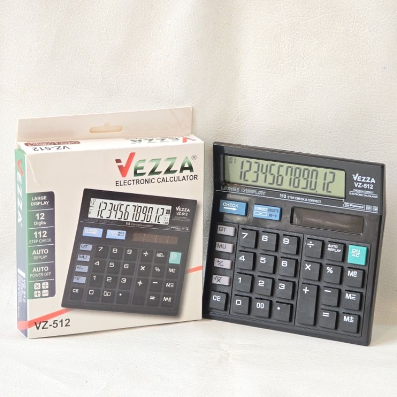 

KALKULATOR BESAR VEZZA 12 DIGIT LARGE DISPLAY VZ-512 CHECK CORRECT DELETE AUTO REPLAY / ELECTRONIC CALCULATOR