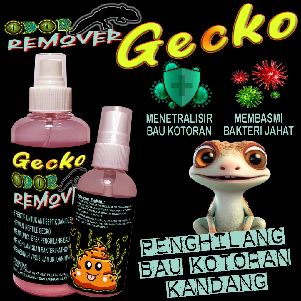 GECKO ODOR REMOVER ANTISEPTIK KANDANG LEOPARD GEKO TOKEK GEKKO WHELEERI CRESTED AFT TOKEK PET DISINF