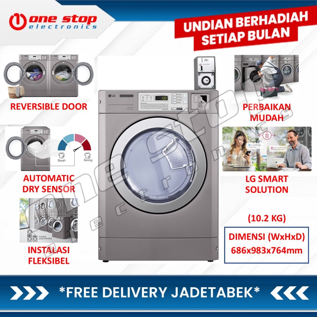 LG CDG27RUOPS Commercial Giant Max Dryer Pengering GAS Wifi 10.2Kg