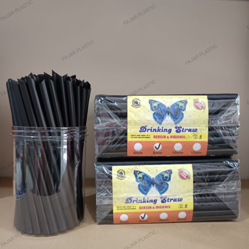 Pipet Boba 8mm - Pipet Pop Ice - Sedotan Besar - Sedotan Boba Hitam