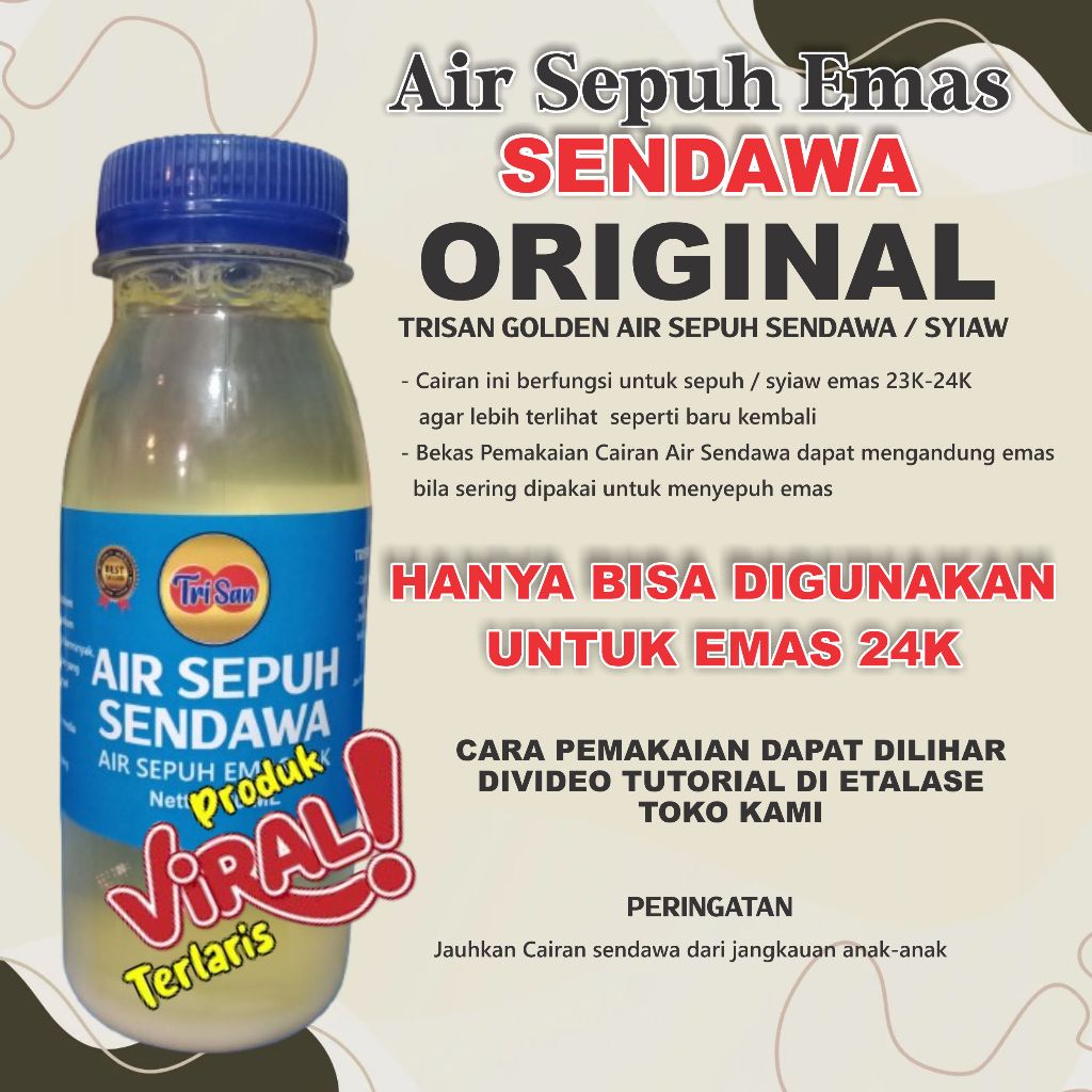 AIR SEPUH SENDAWA UNTUK SEPUH PERHIASAN EMAS 24K UKURAN 100 ML ORIGINAL