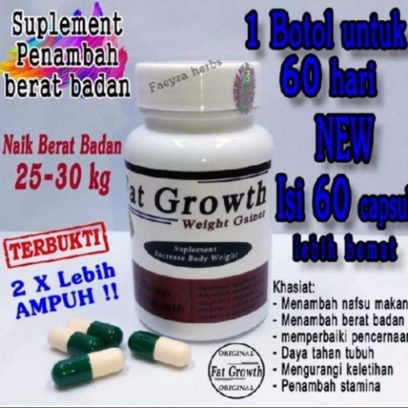 FAT GROWTH SUPLEMEN OBAT PENGGEMUK BADAN CEPAT DAN  PERMANEN