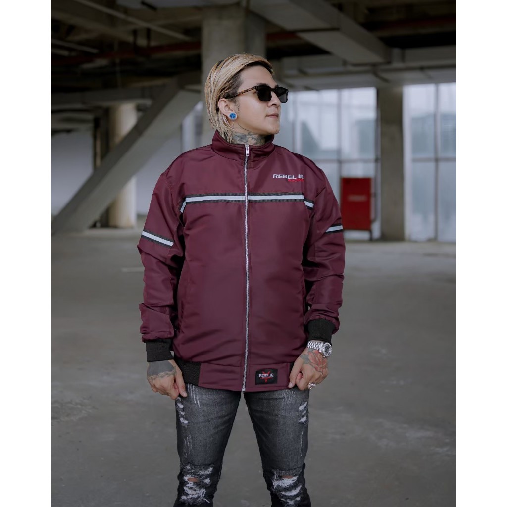 Jaket Motor Pria / Jaket Waterproof Taslan Parasut / Jaket Racing Strip