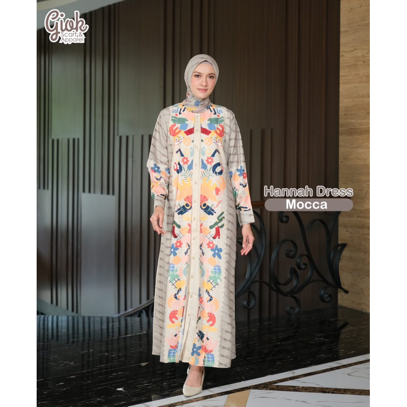 Hannah Dress - Mocca by Giok Apparel - Dress gamis Printing