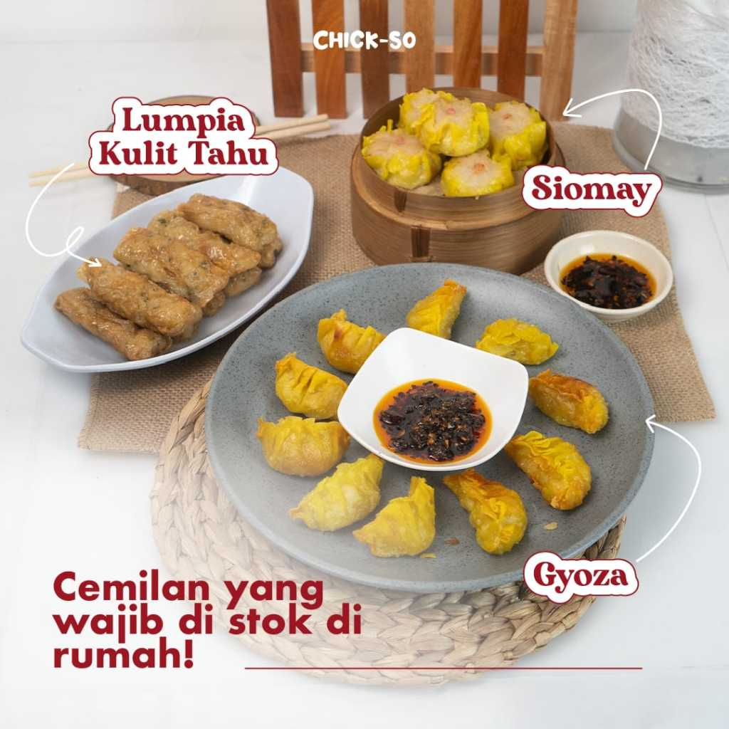 

Chick-So Dimsum Siomay / Gyoza / Kulit Lumpia Tahu / Tahu Bakso / Bakso Sapi Frozen Food Halal