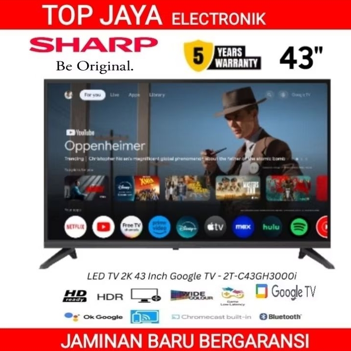 LED TV SHARP 43 INCH SMART ANDROID GOOGLE TV BARU BERGARANSI RESMI