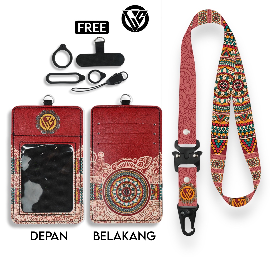 

LC.ID Lanyard Id Card Holder Leather Printing UV Tali Lanyard Holder Kulit Printing - Batik Series V5