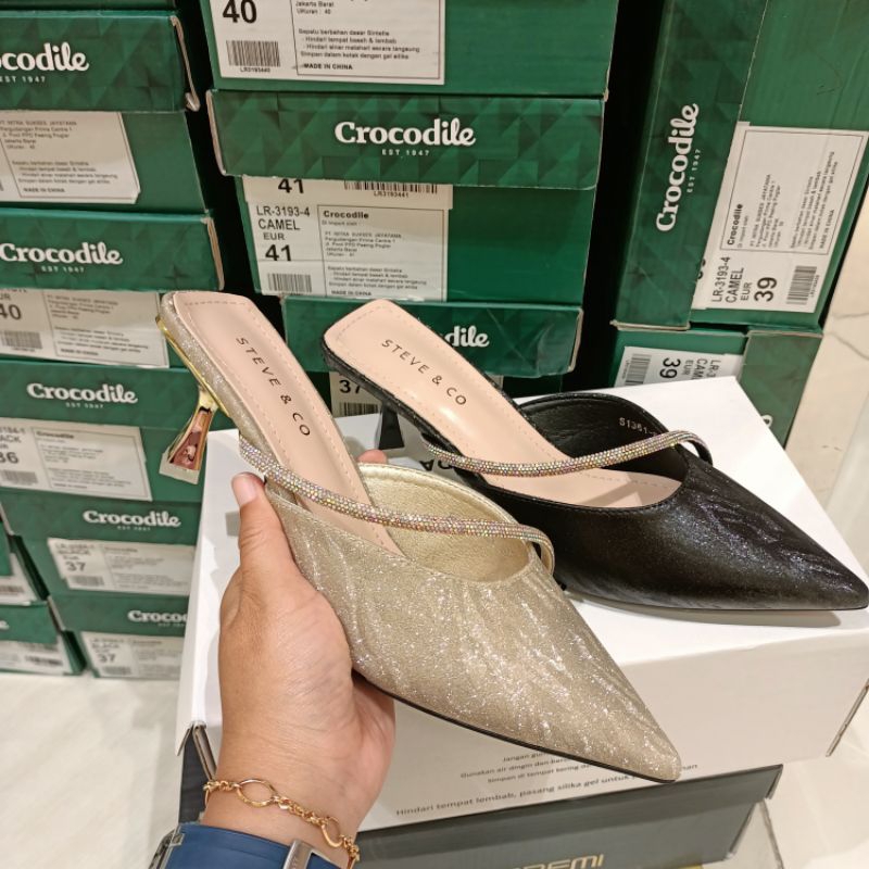 sepatu wanita selop/mules pesta heels 7cm STEVE&CO ori