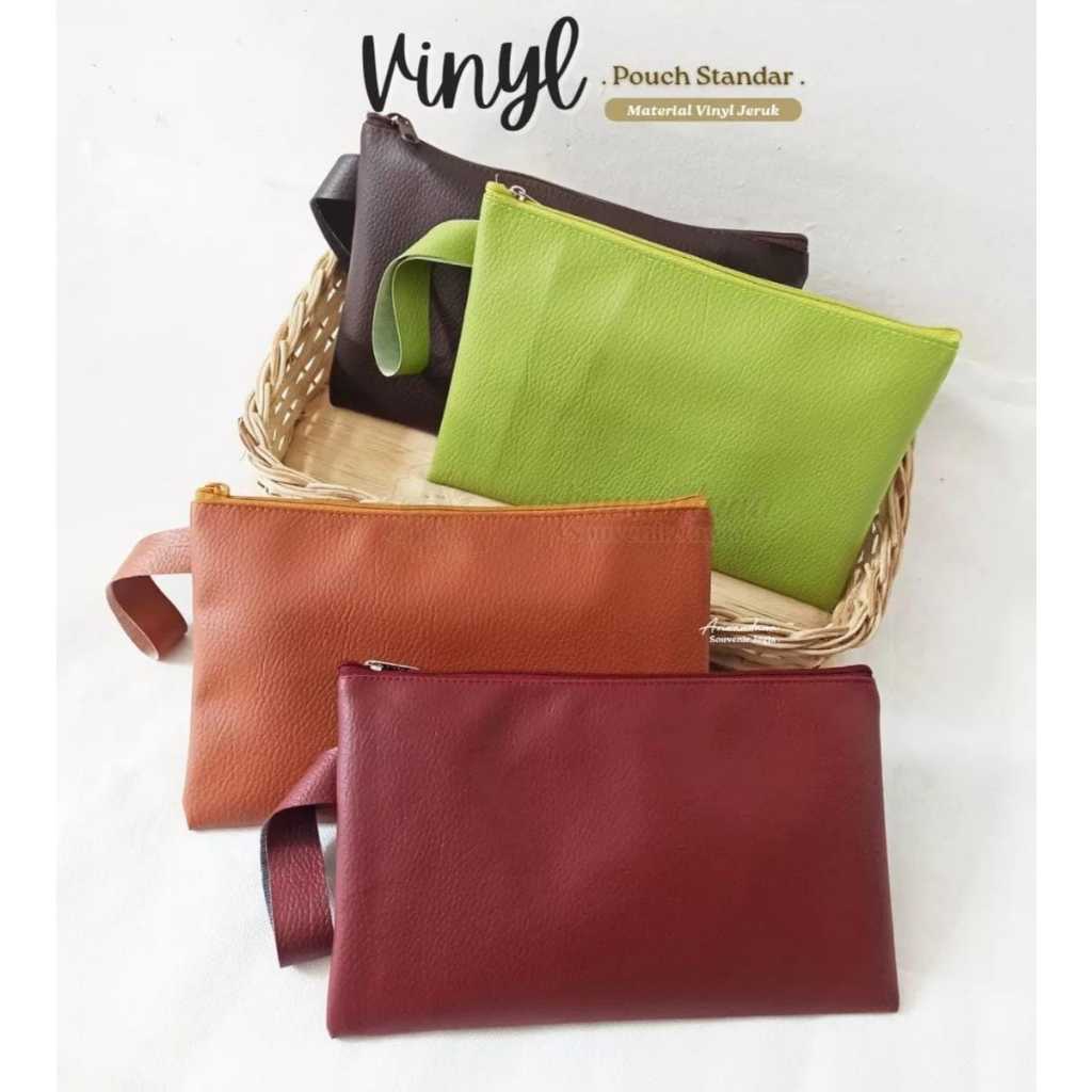 Souvenir Pouch Vinyl Kulit Jeruk - Souvenir Pernikahan Dompet Semi Kulit - Souvenir Wedding Pouch Vi