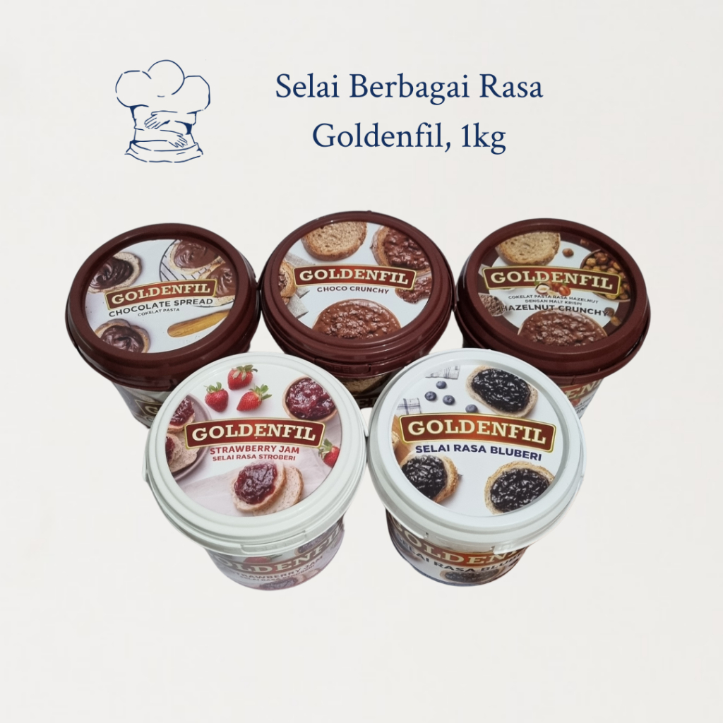 

Selai Goldenfil Strawberry / Blueberry / Choco Crunchy / Hazelnut Crunch / Chocolate Spread (1kg)