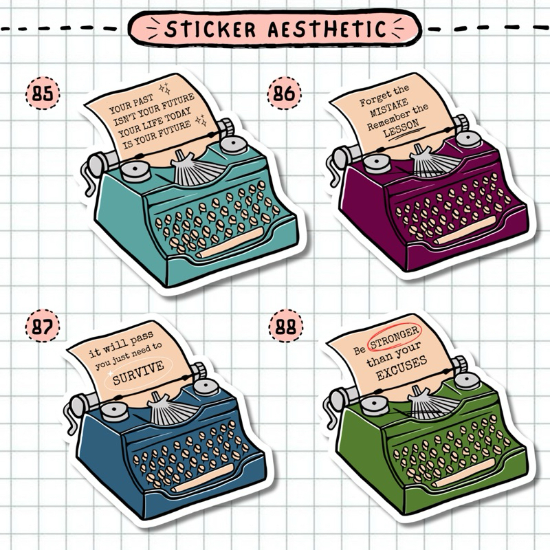 

STICKER AESTHETIC TUMBLR SATUAN / STICKER QUOTES TYPEWRITER / MATTE WATERPROOF STICKER