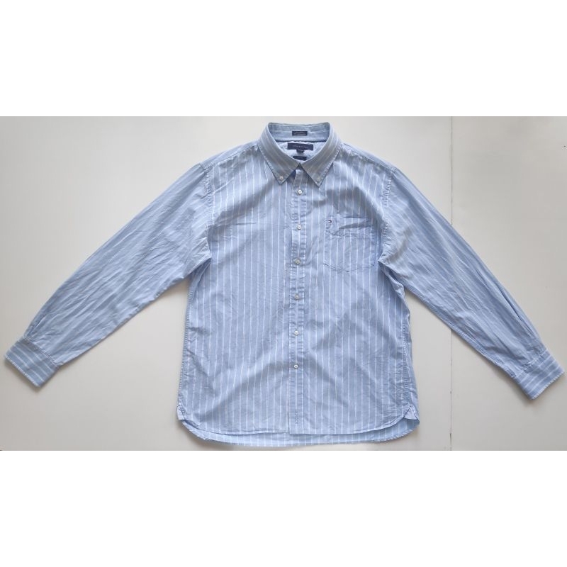 TOMMY HILFIGER Blue Stripe Long Sleeve Shirt Kemeja Lengan Panjang