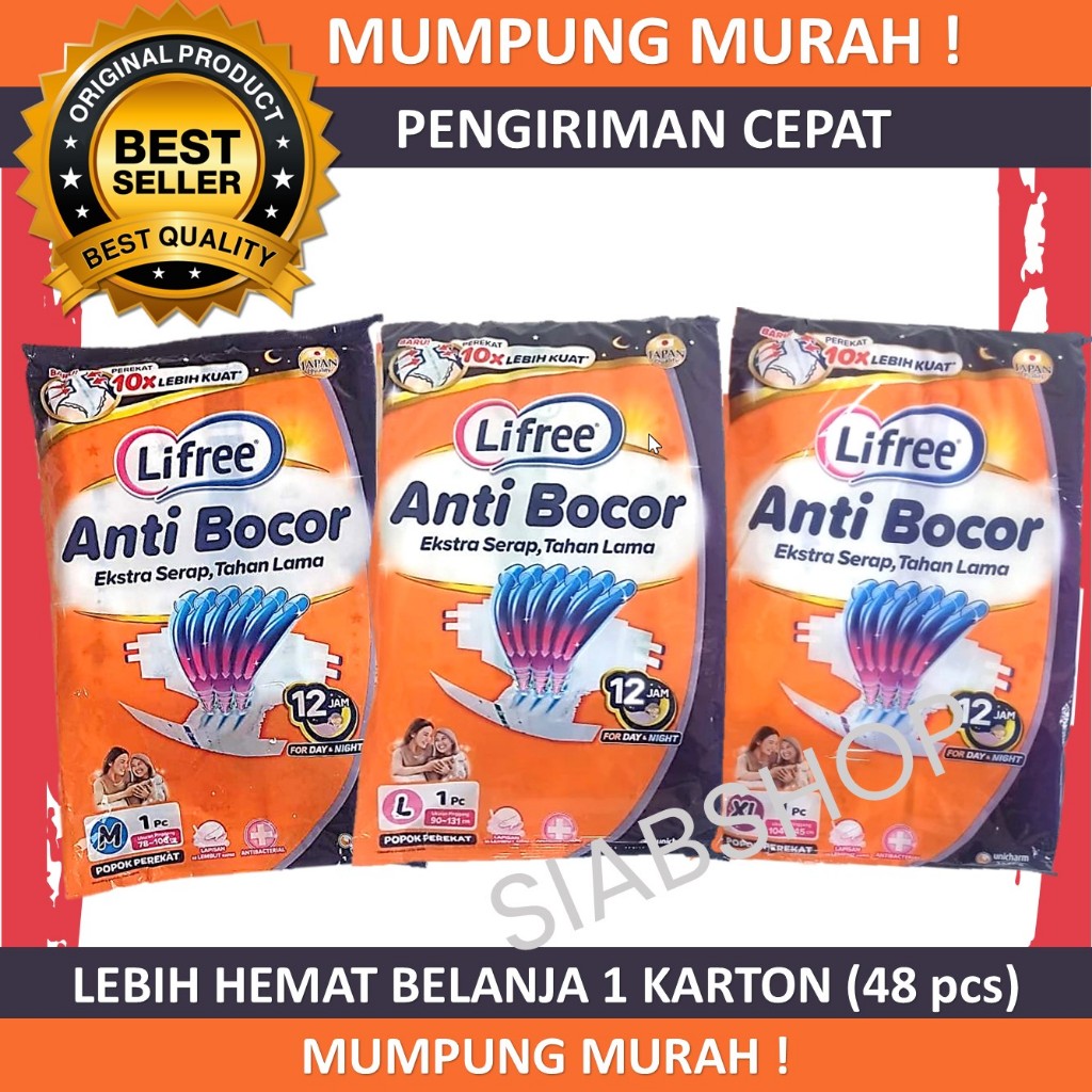 Lifree Popok Dewasa Perekat Satuan ukuran M L XL Sachet Renceng