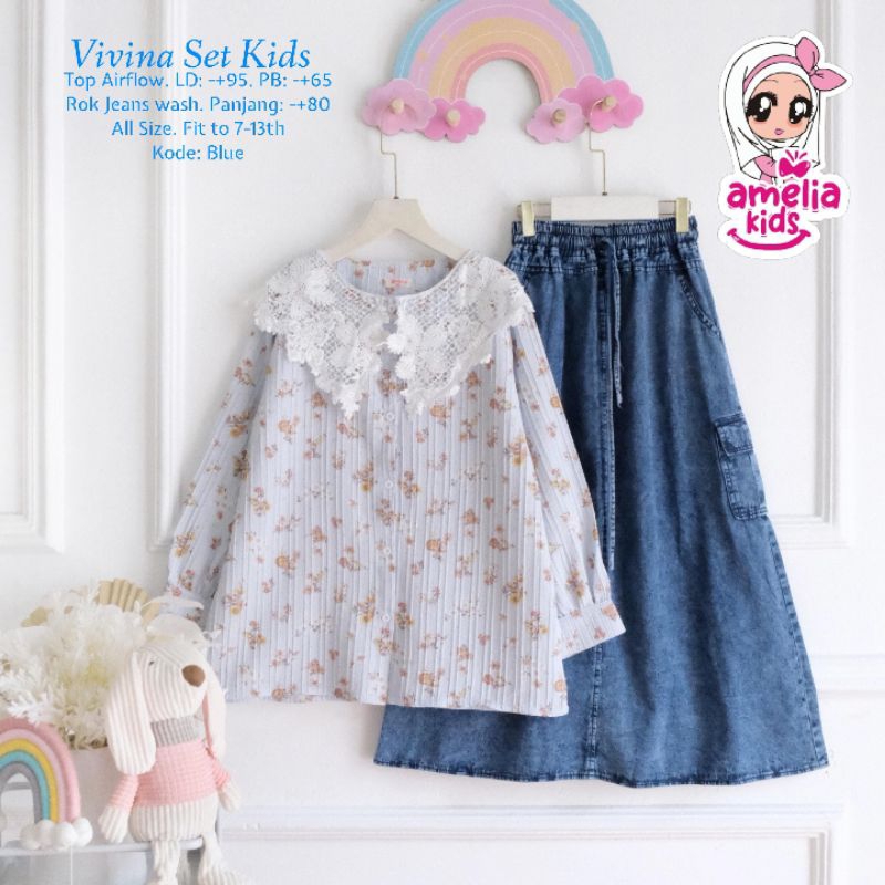 Vivina Set kids ori amelia kids label setelan  anak  cewek terbaru amelia kids